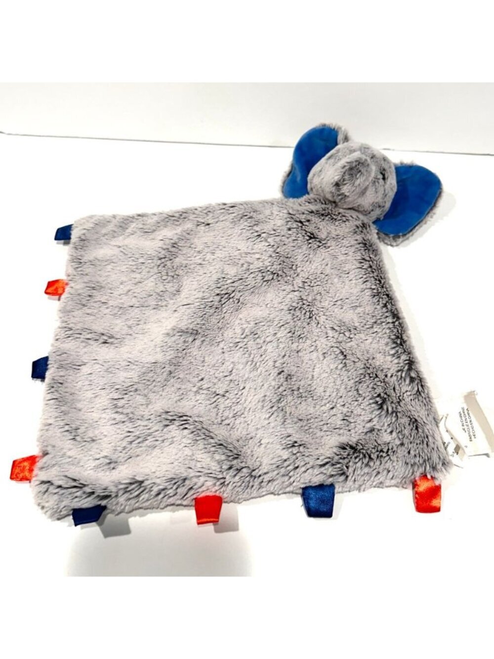 Pottery Barn Kids Grey Elephant Blue & Orange Tags Lovey Security Blanket - Picture 6 of 7